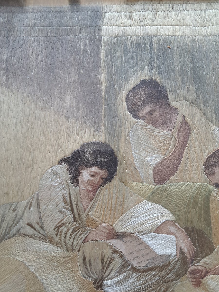 D'après Auguste Legrand , Virgile écrit son testament , Broderie , XIX°. -photo-5