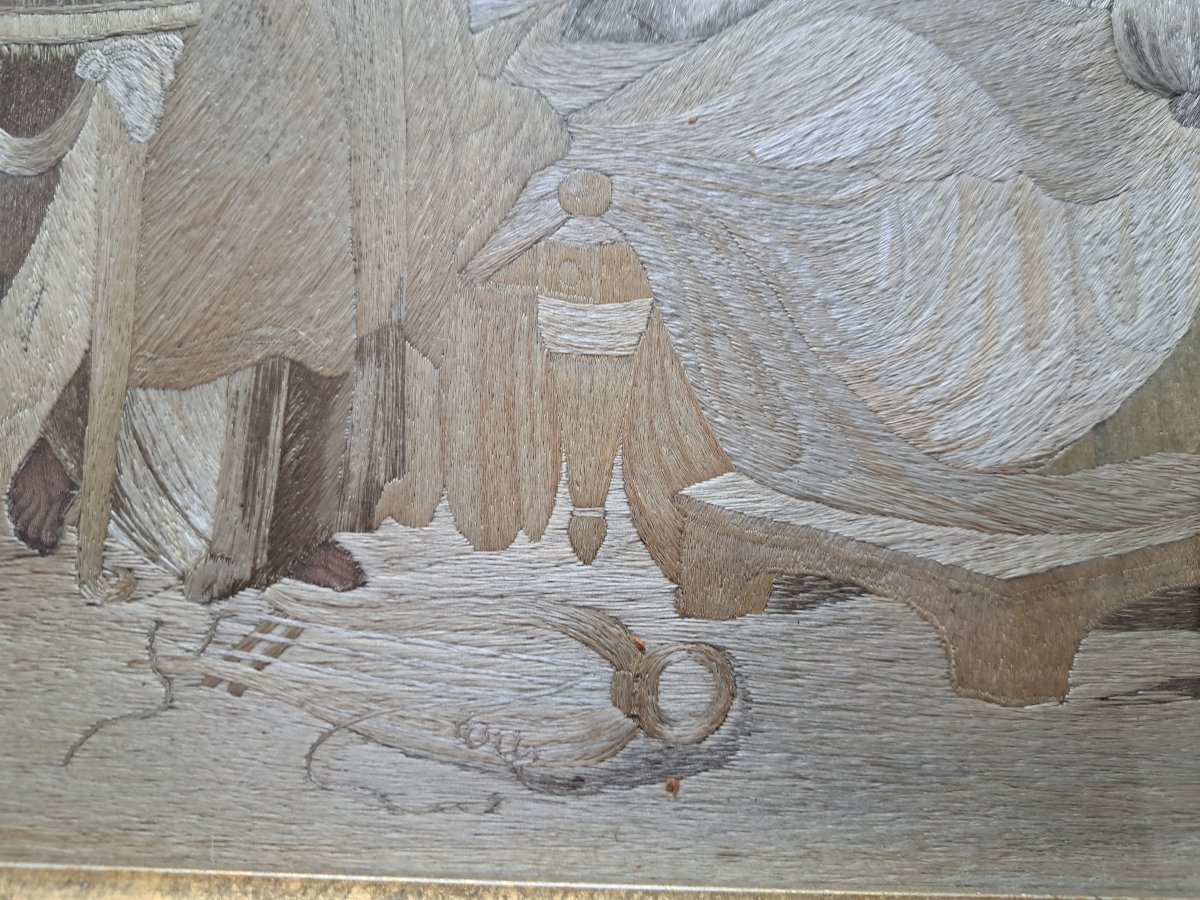 D'après Auguste Legrand , Virgile écrit son testament , Broderie , XIX°. -photo-7