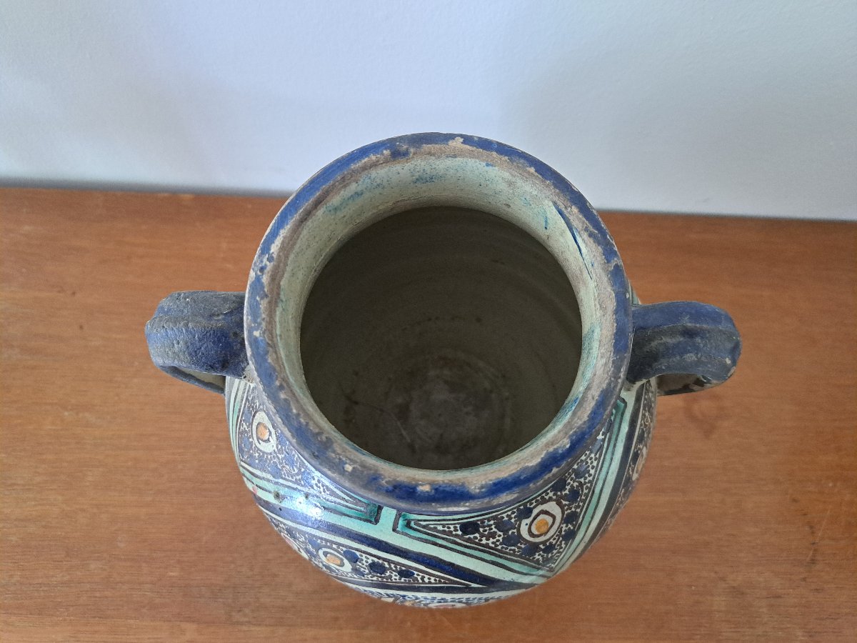 Vase Or Jar With Two Handles, Ceramic, Fez, Morocco, Early 20th Century. -photo-1
