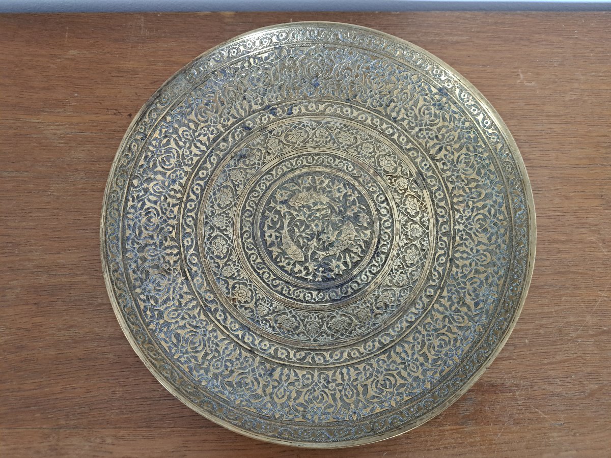 Iran, Qajar, Chiseled Plate, Brass, 19th Century.-photo-2
