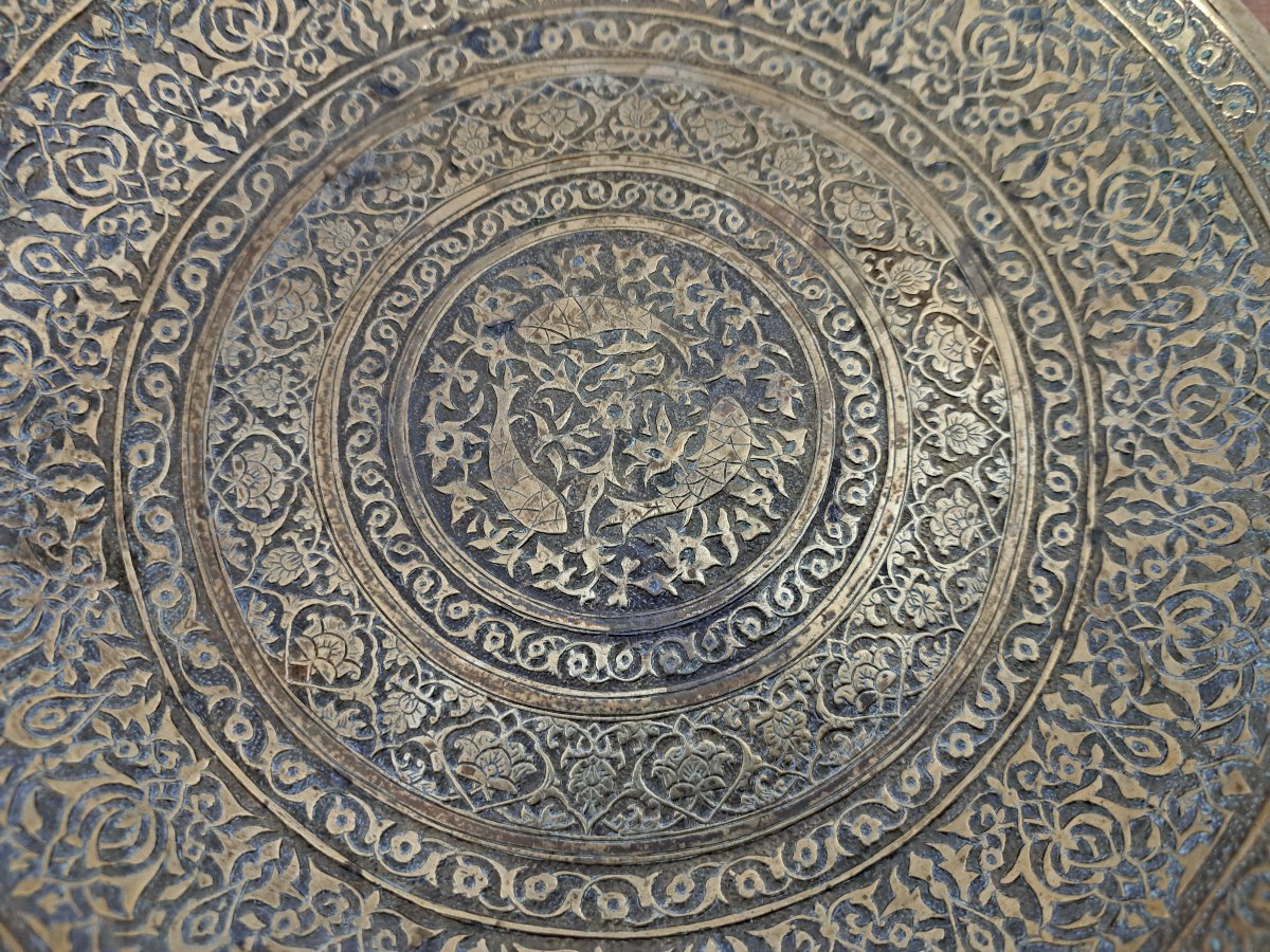 Iran, Qajar, Chiseled Plate, Brass, 19th Century.-photo-3