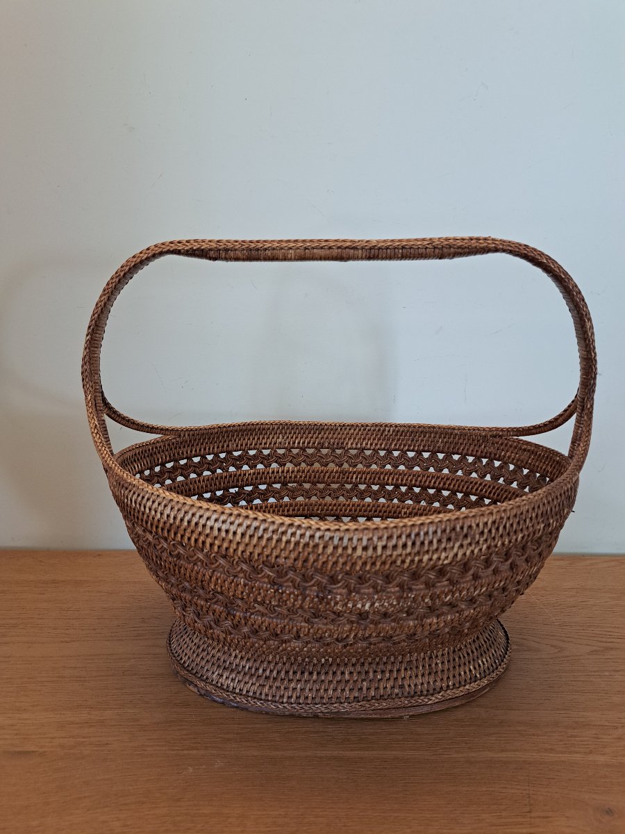 Chine , Panier en rotin , XIX°. -photo-4
