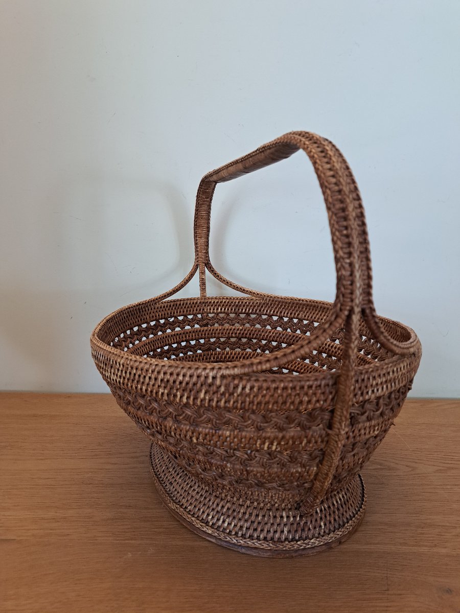 Chine , Panier en rotin , XIX°. -photo-2
