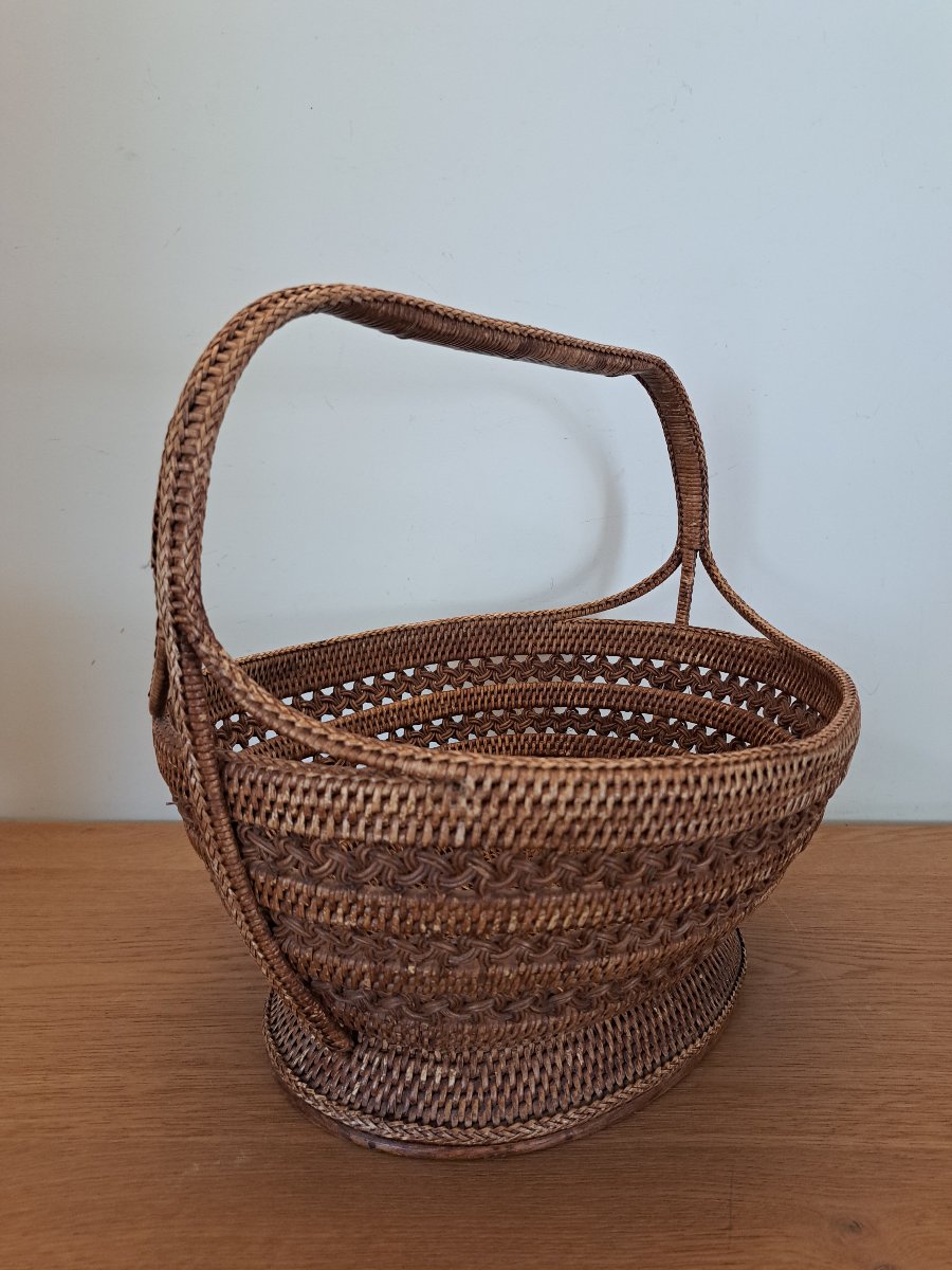 Chine , Panier en rotin , XIX°. -photo-3