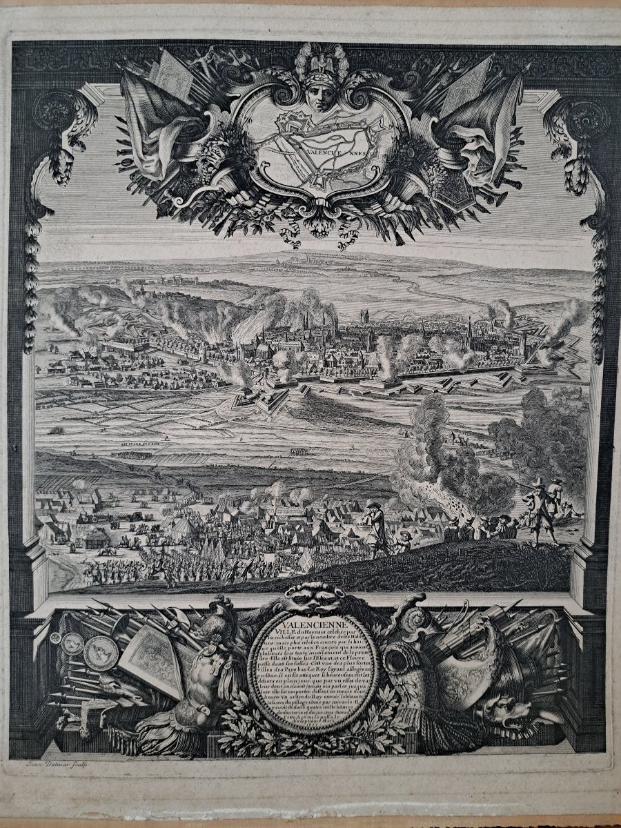 The Siege Of Valenciennes By Louis XIV, Copper Engraving, Late 17th Century. -photo-2