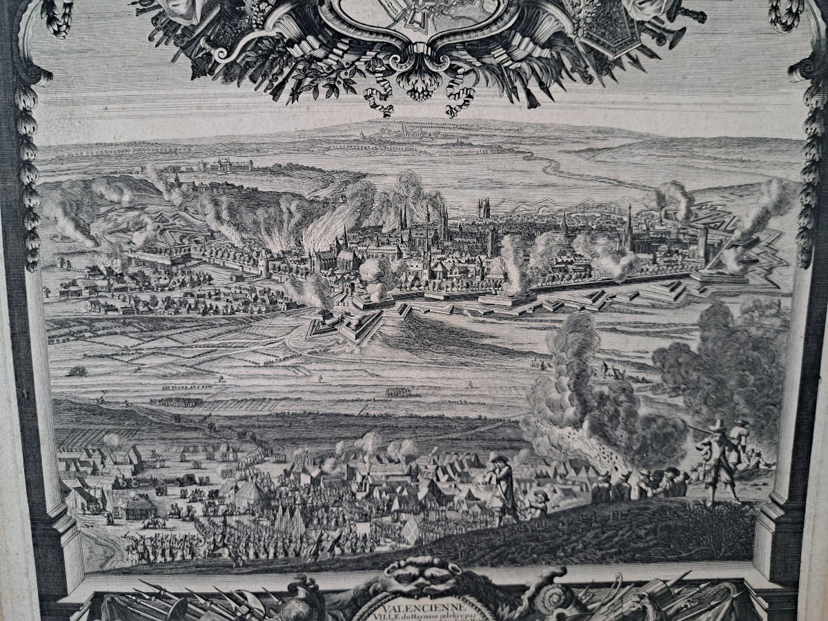 The Siege Of Valenciennes By Louis XIV, Copper Engraving, Late 17th Century. -photo-3
