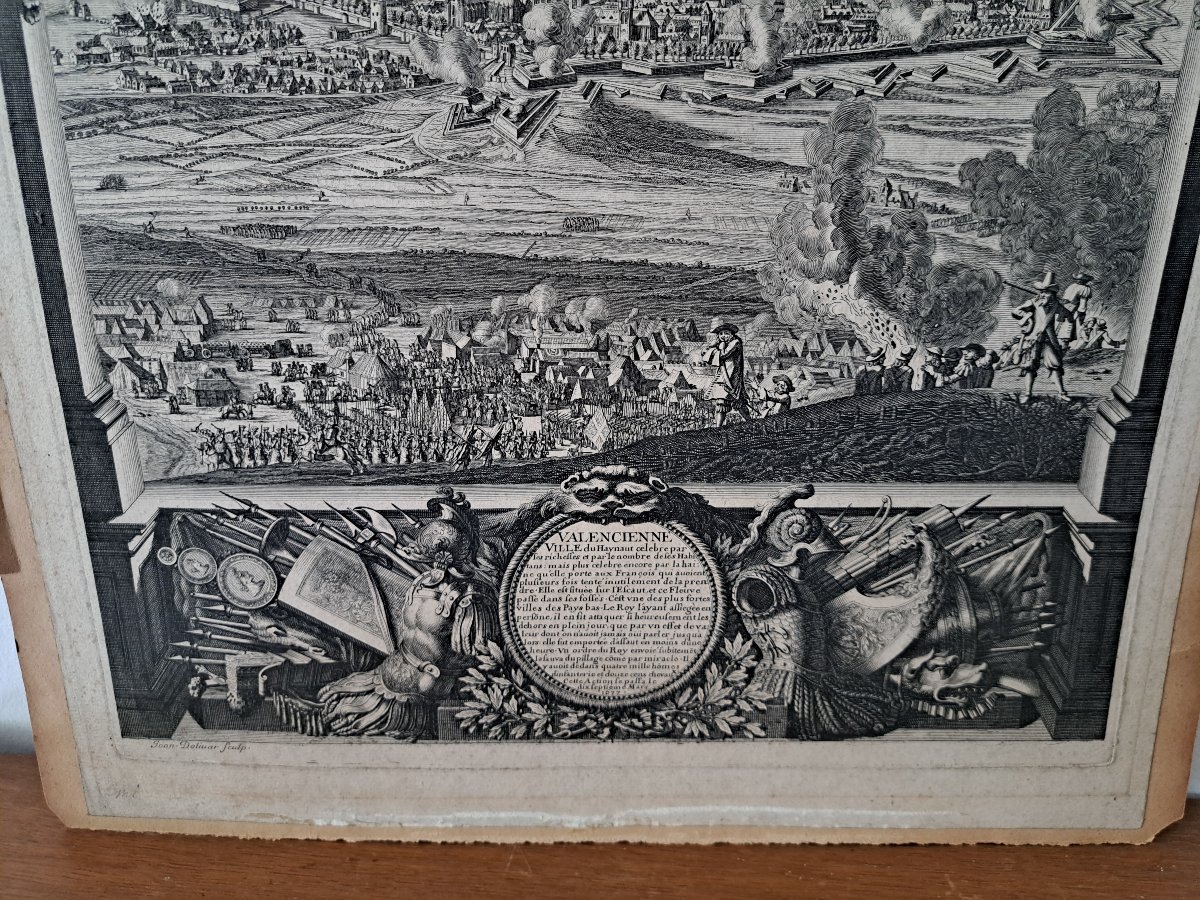 The Siege Of Valenciennes By Louis XIV, Copper Engraving, Late 17th Century. -photo-4