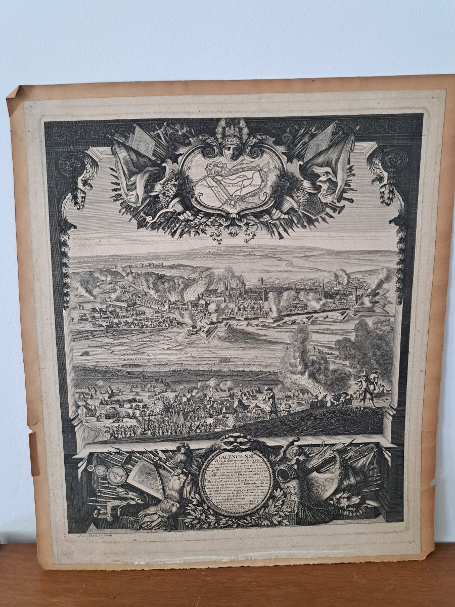 The Siege Of Valenciennes By Louis XIV, Copper Engraving, Late 17th Century. -photo-5