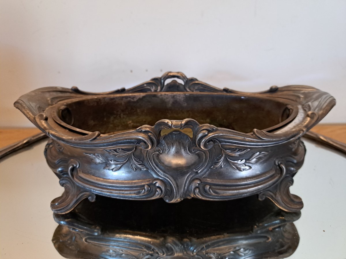 Surtout de table de style Louis XV , Métal argenté , Fin  XIX°. -photo-3