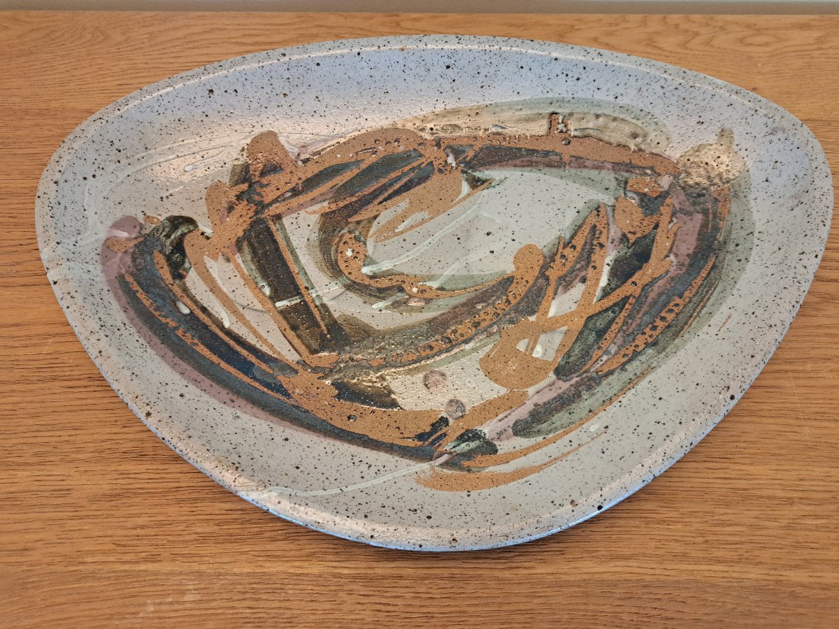 Bruce Taylor, Large Glazed Stoneware Dish, 20th Century.-photo-2