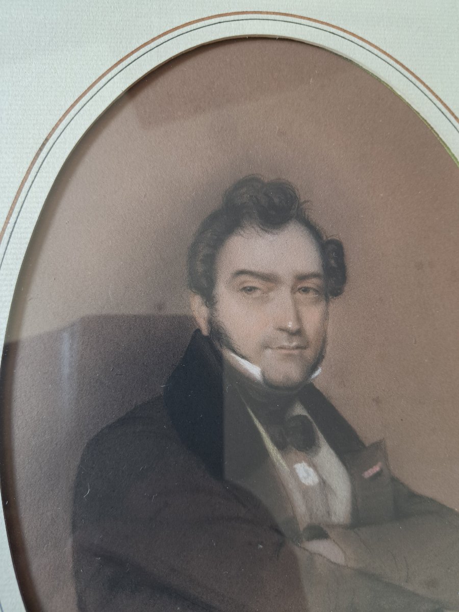Isidore Jean Baptiste Maguès, Portrait Of Camille De Lagracinière, Drawing, 19th Century. -photo-4