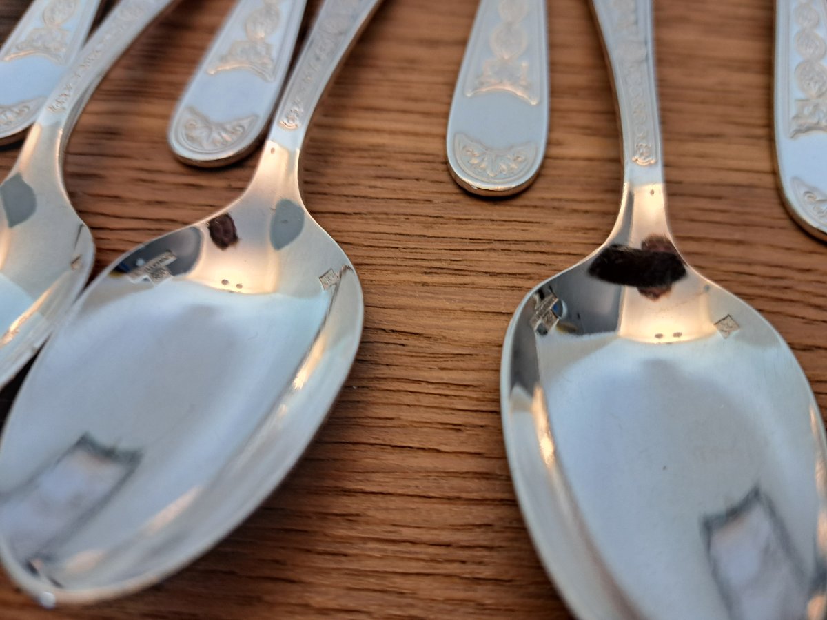 Christofle , Villeroy , 12 cuillères à café , Métal argenté , XX°. -photo-1