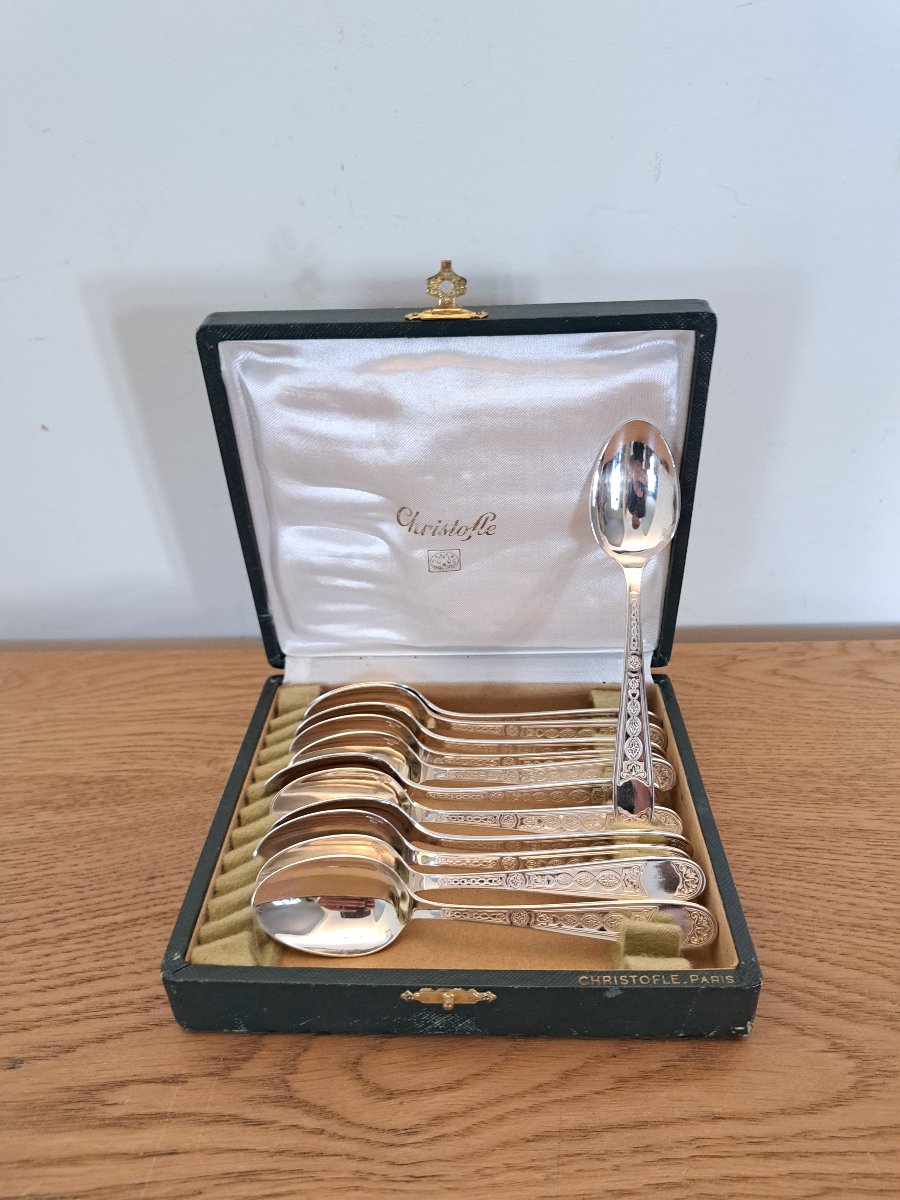 Christofle , Villeroy , 12 cuillères à café , Métal argenté , XX°. 