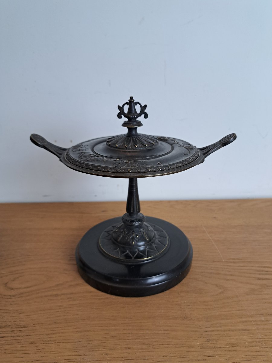 Paire de cassolettes , Néo étrusque , Bronze patiné , XIX°. -photo-5