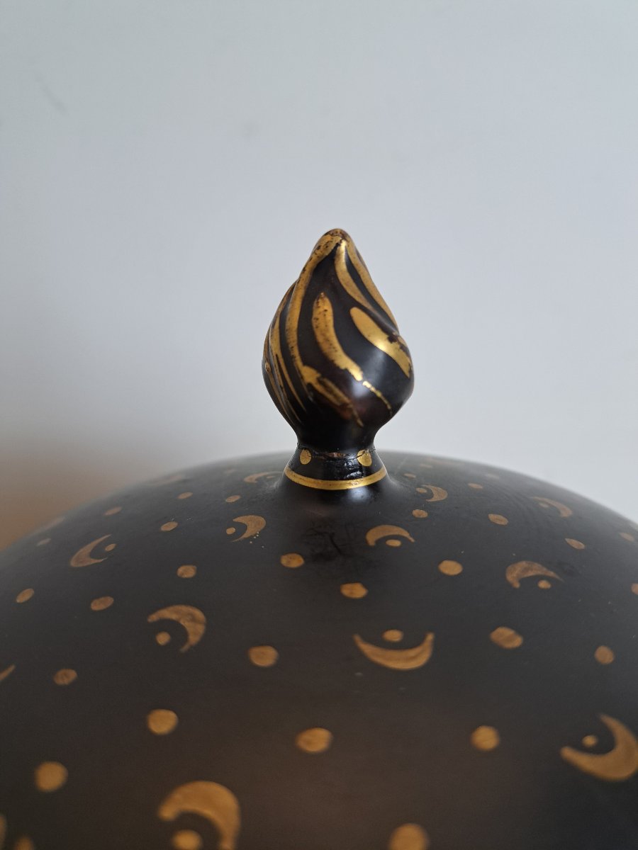 Pinon Heuzé , Grande coupe couverte , Décor antique , Début XX°. -photo-4