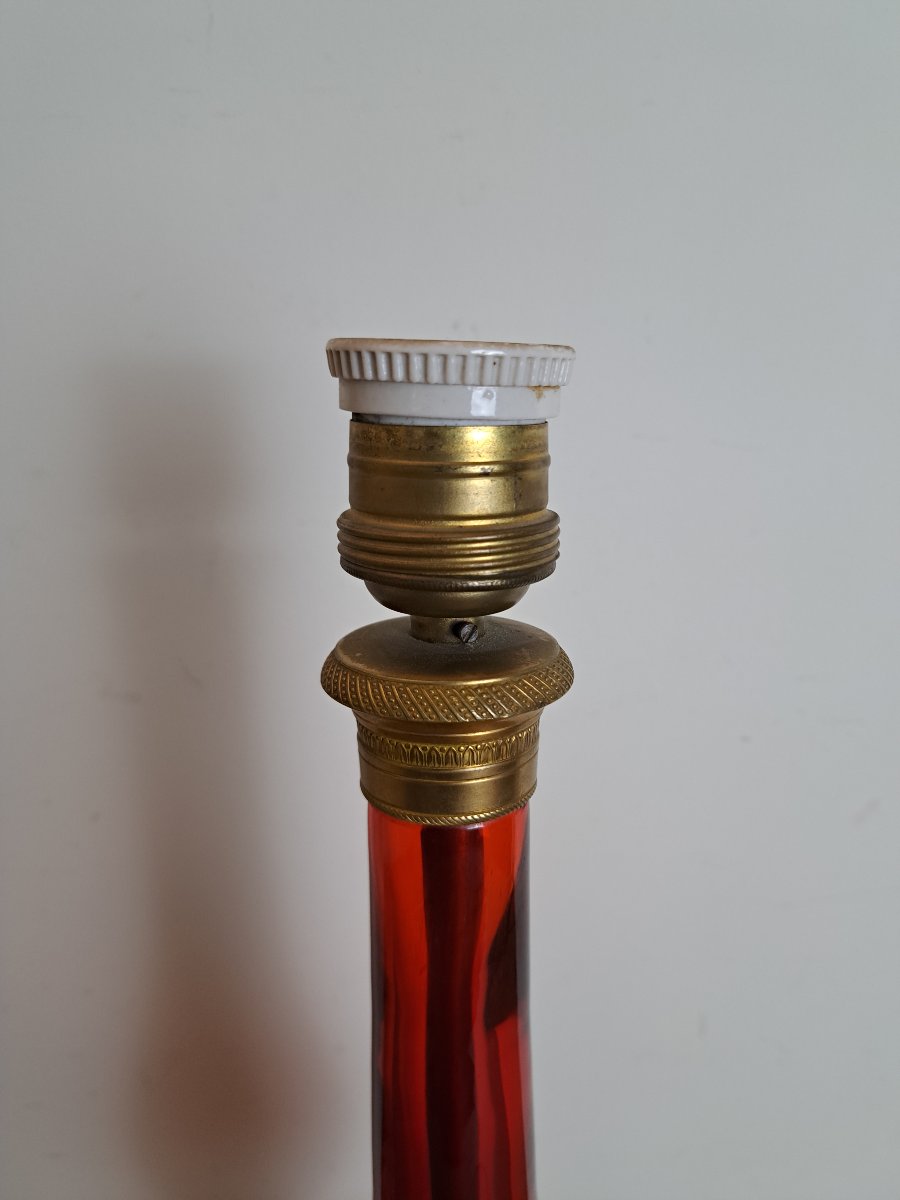 Ruby-red Glass Lamp Base, 20th Century. -photo-2