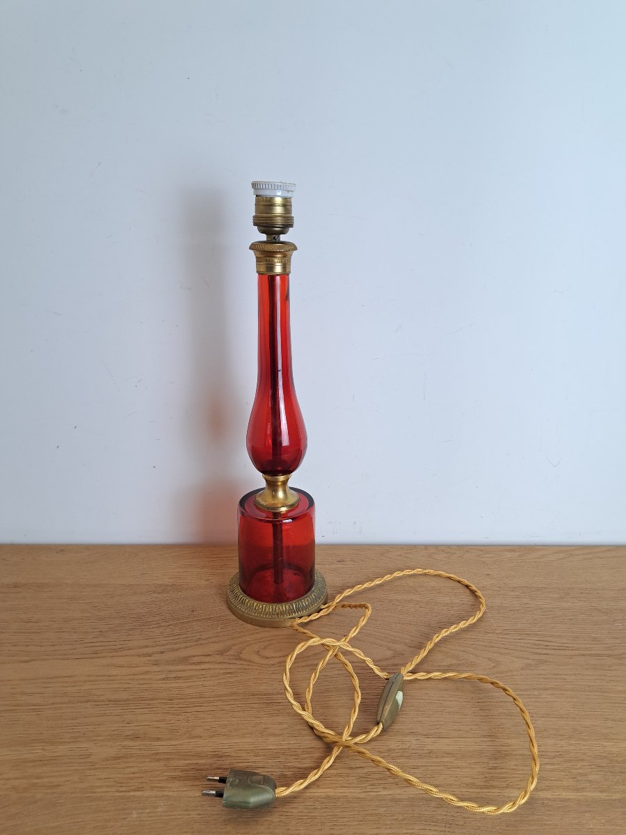 Ruby-red Glass Lamp Base, 20th Century. 