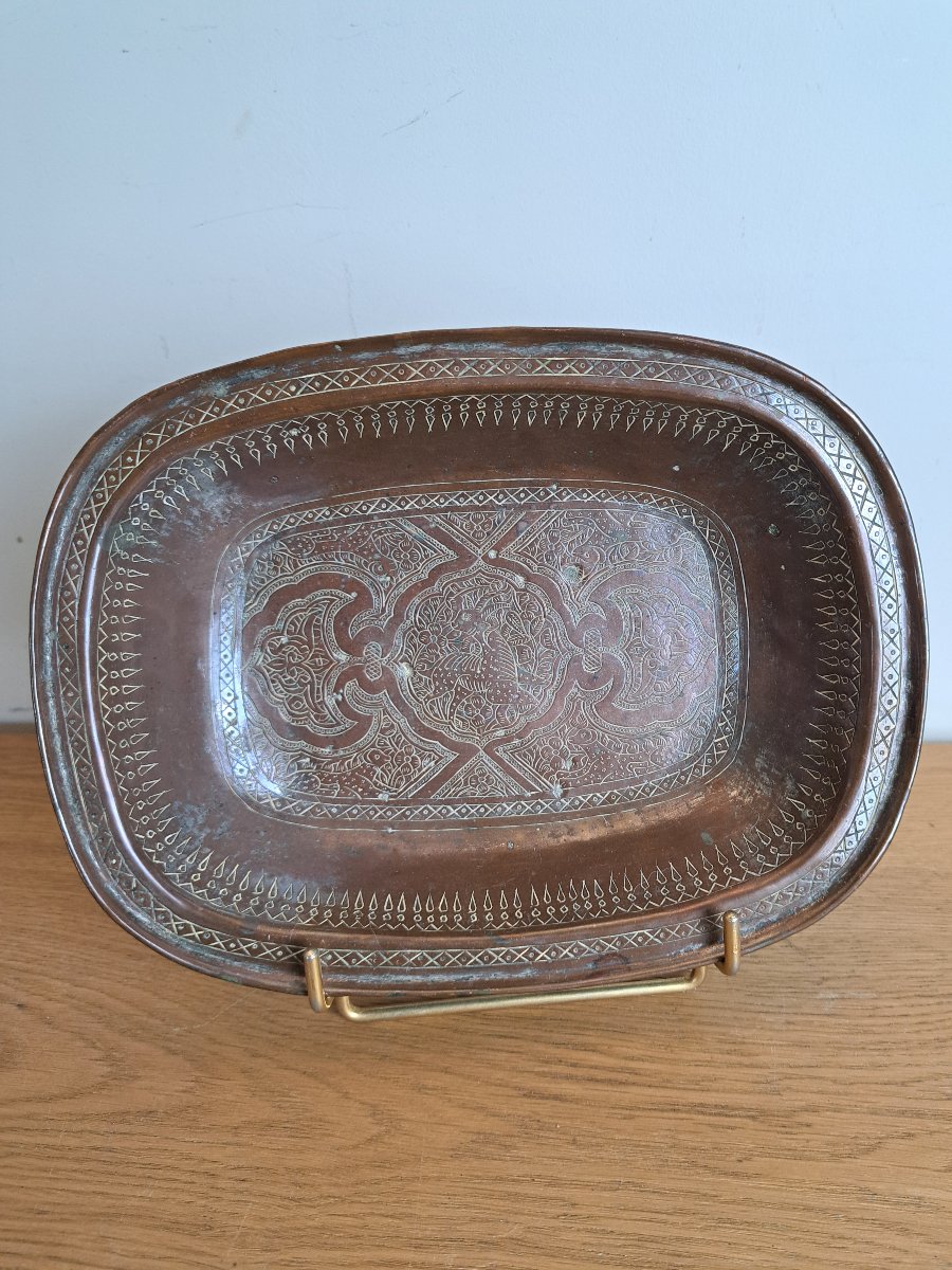 Iran, Qajar Dynasty, Chiseled Copper Bowl, 19th Century. -photo-3