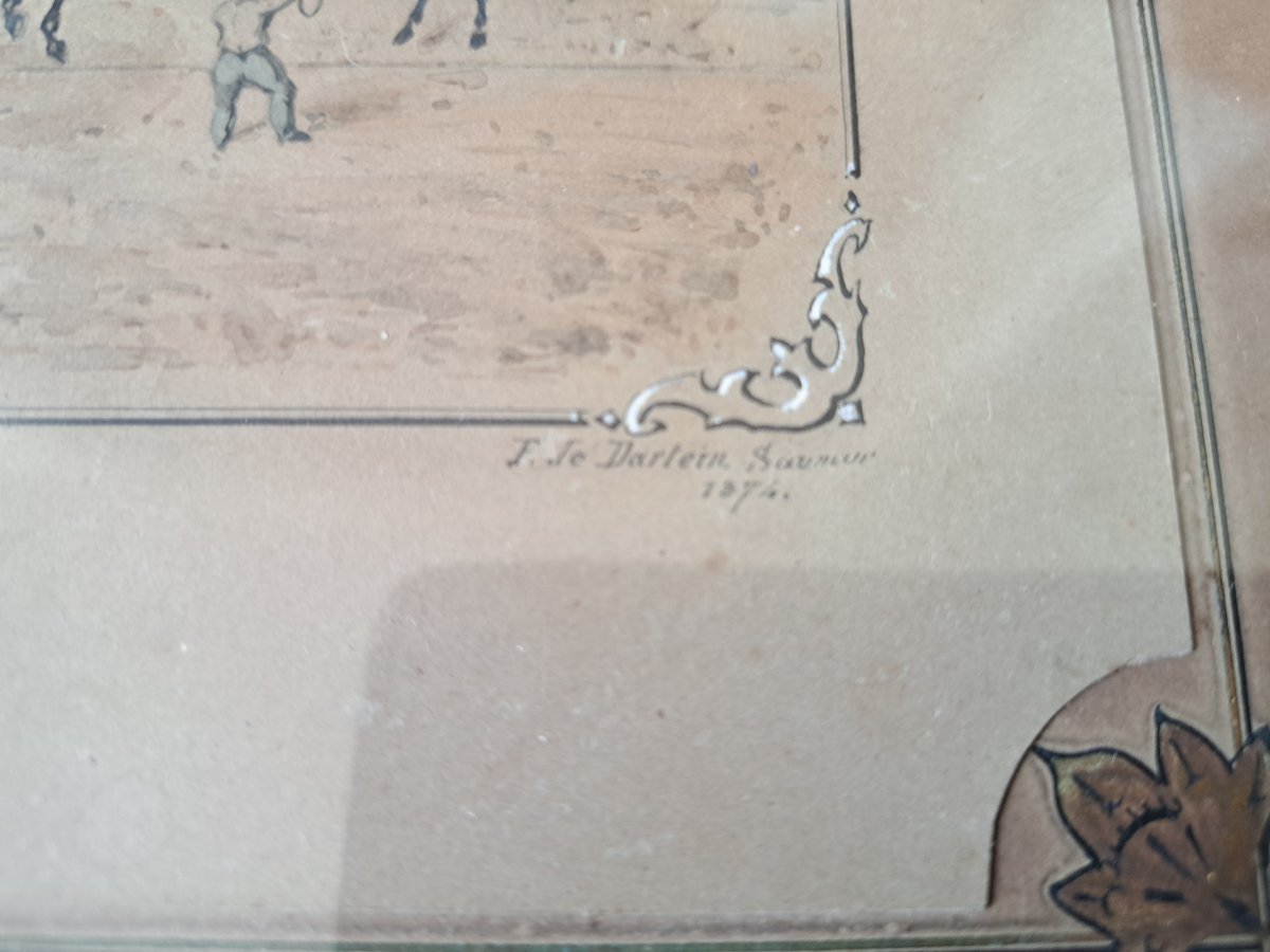 Ferdinand De Dartien, La Cadre Noir De Saumur, Drawing, 19th Century. -photo-2