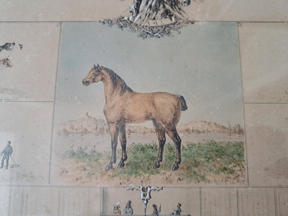 Ferdinand De Dartien, La Cadre Noir De Saumur, Drawing, 19th Century. -photo-7