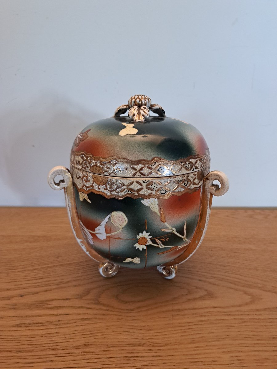 Japon , Bonbonnière , Céramique , Satzuma , Meiji , XIX°. -photo-3