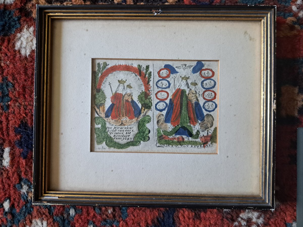 Pays Bas , 3 images religieuses , Papier et coloris , XVII°. -photo-3