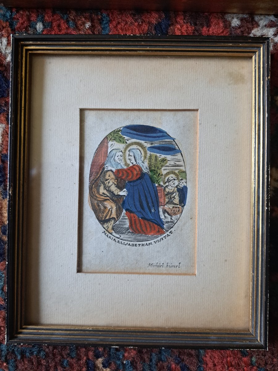 Pays Bas , 3 images religieuses , Papier et coloris , XVII°. -photo-4