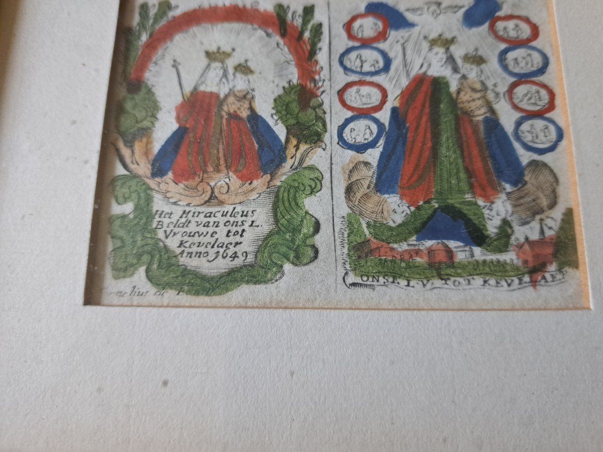 Pays Bas , 3 images religieuses , Papier et coloris , XVII°. -photo-4