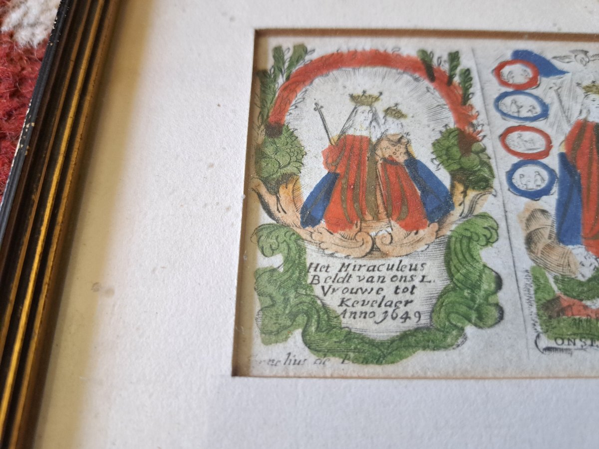 Pays Bas , 3 images religieuses , Papier et coloris , XVII°. -photo-5