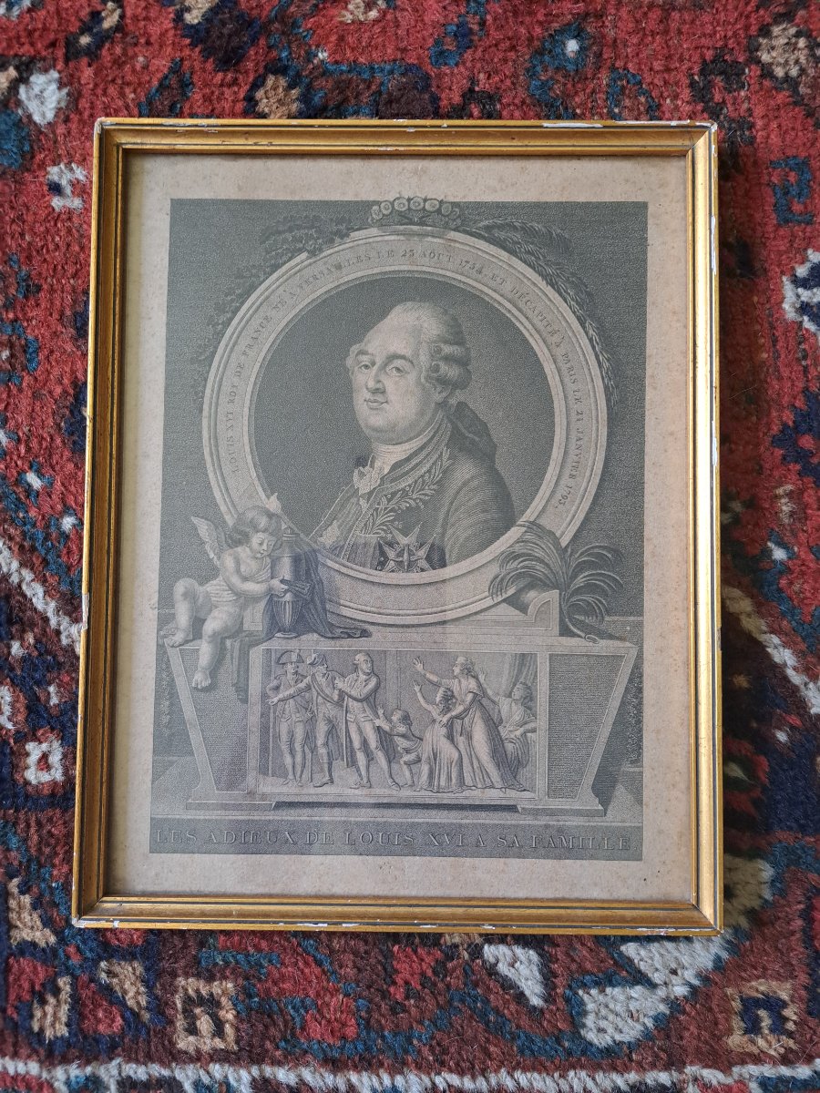 Les Adieux de Louis XVI , Gravure , fin XVIII°/Début XIX°. -photo-2