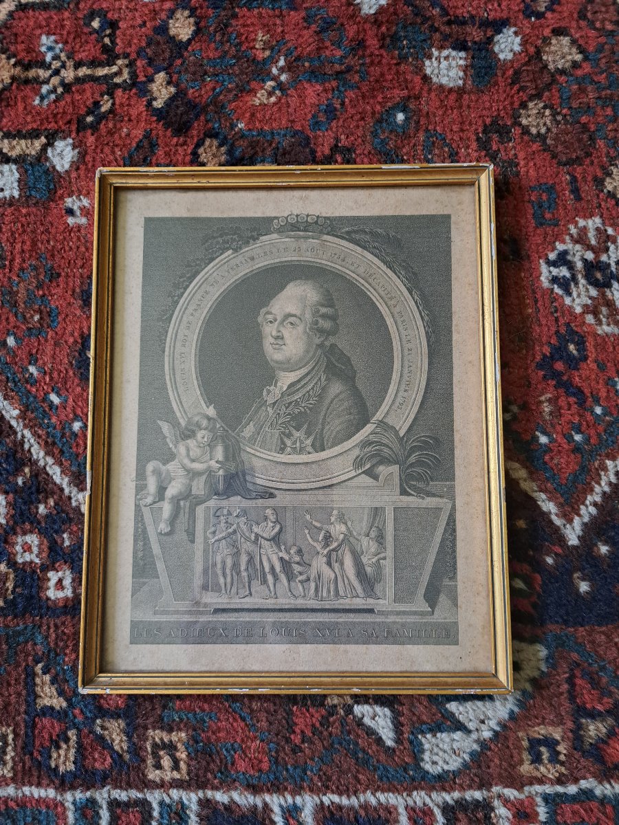 Les Adieux de Louis XVI , Gravure , fin XVIII°/Début XIX°. -photo-3