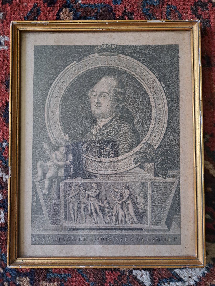 Les Adieux de Louis XVI , Gravure , fin XVIII°/Début XIX°. -photo-4