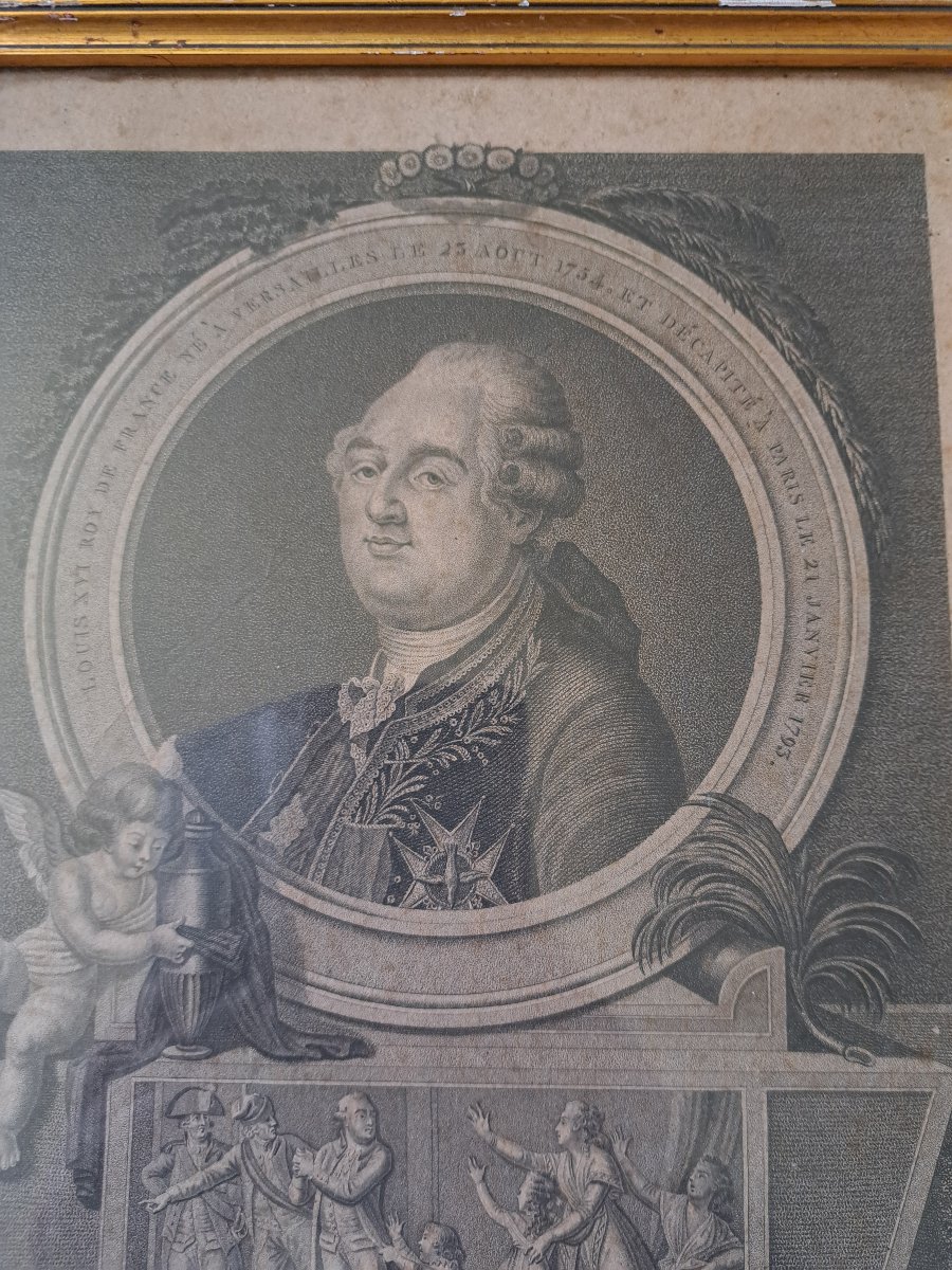 Les Adieux de Louis XVI , Gravure , fin XVIII°/Début XIX°. -photo-1