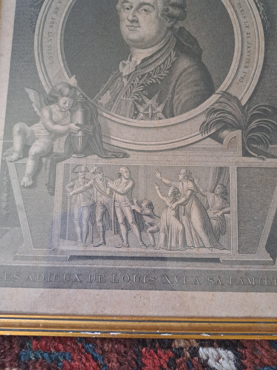 Les Adieux de Louis XVI , Gravure , fin XVIII°/Début XIX°. -photo-2