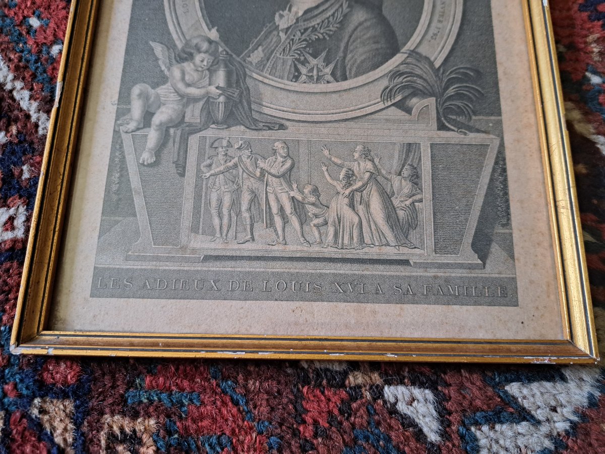 Les Adieux de Louis XVI , Gravure , fin XVIII°/Début XIX°. -photo-3