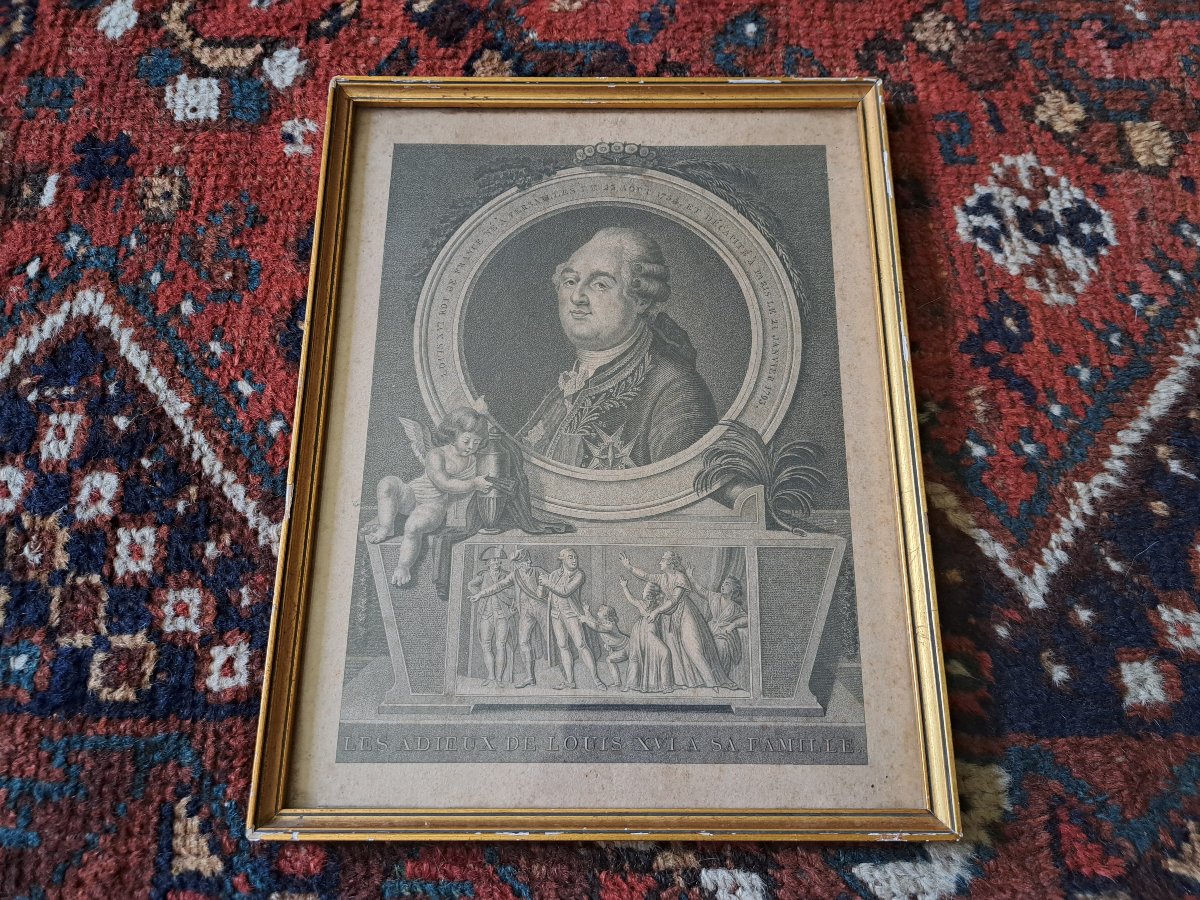 Les Adieux de Louis XVI , Gravure , fin XVIII°/Début XIX°. -photo-4