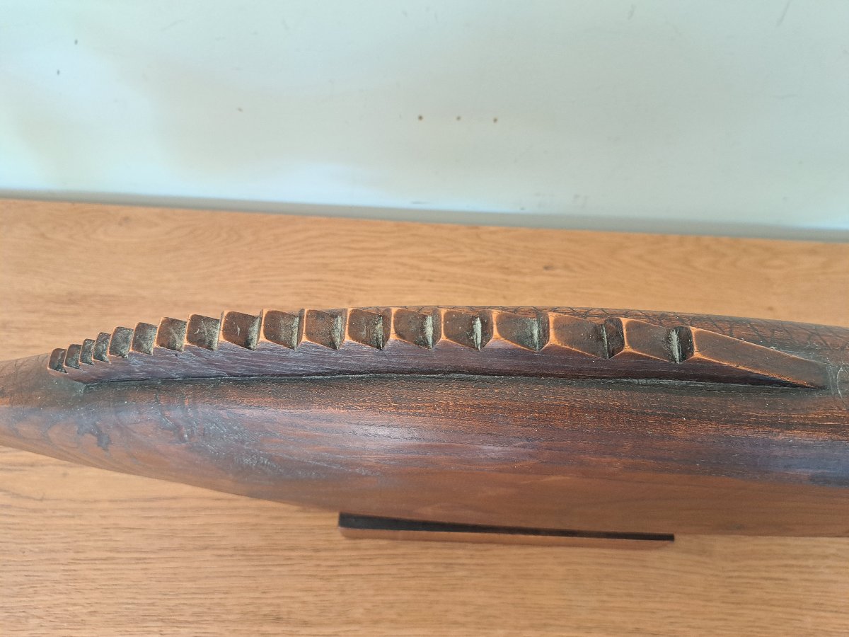 Large Fish, Carved Wood, Art Deco, Early 20th Century. -photo-8