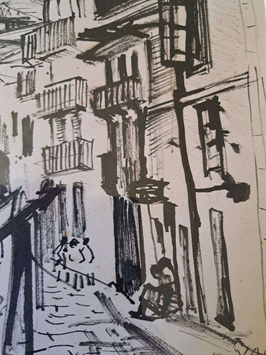 Charles Robert Vallet , Deux encres sur papier , XX°. -photo-2