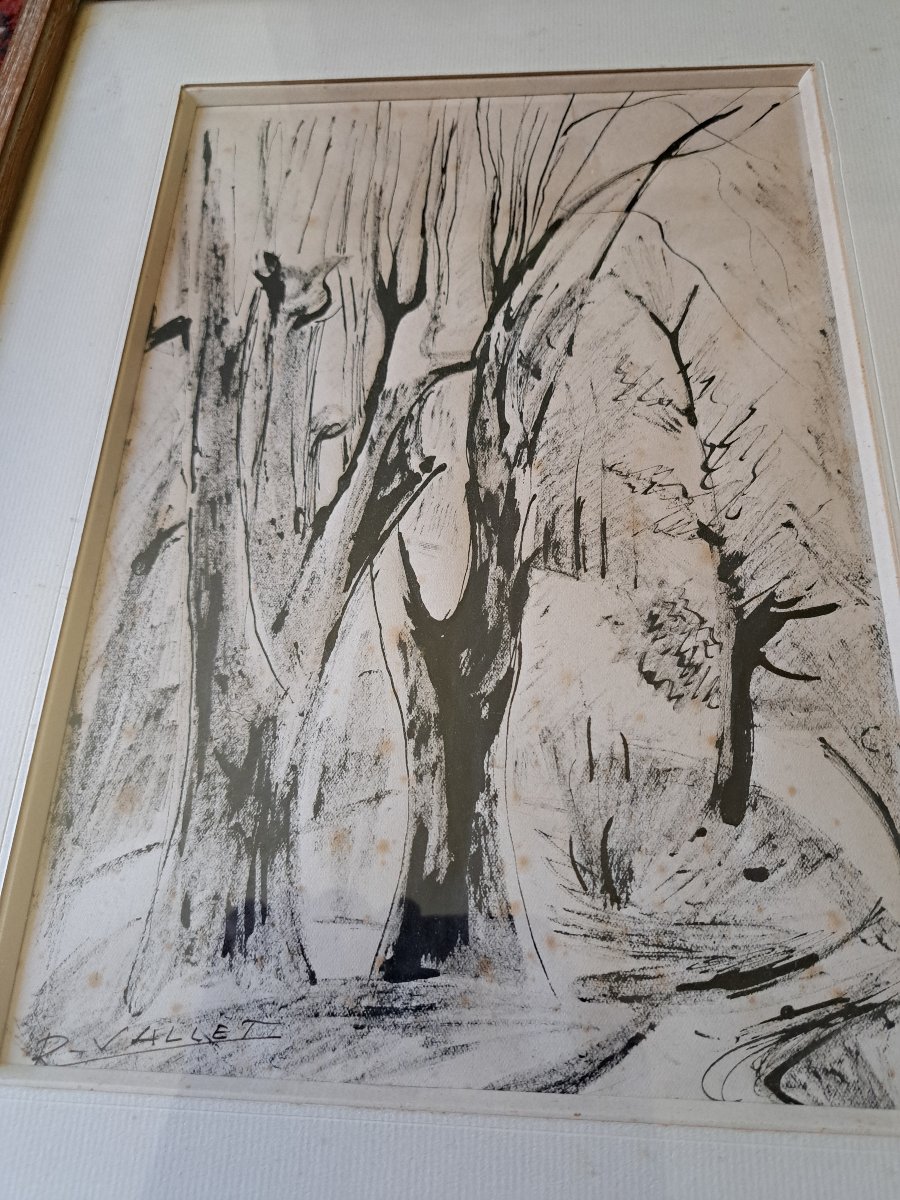 Charles Robert Vallet , Deux encres sur papier , XX°. -photo-6