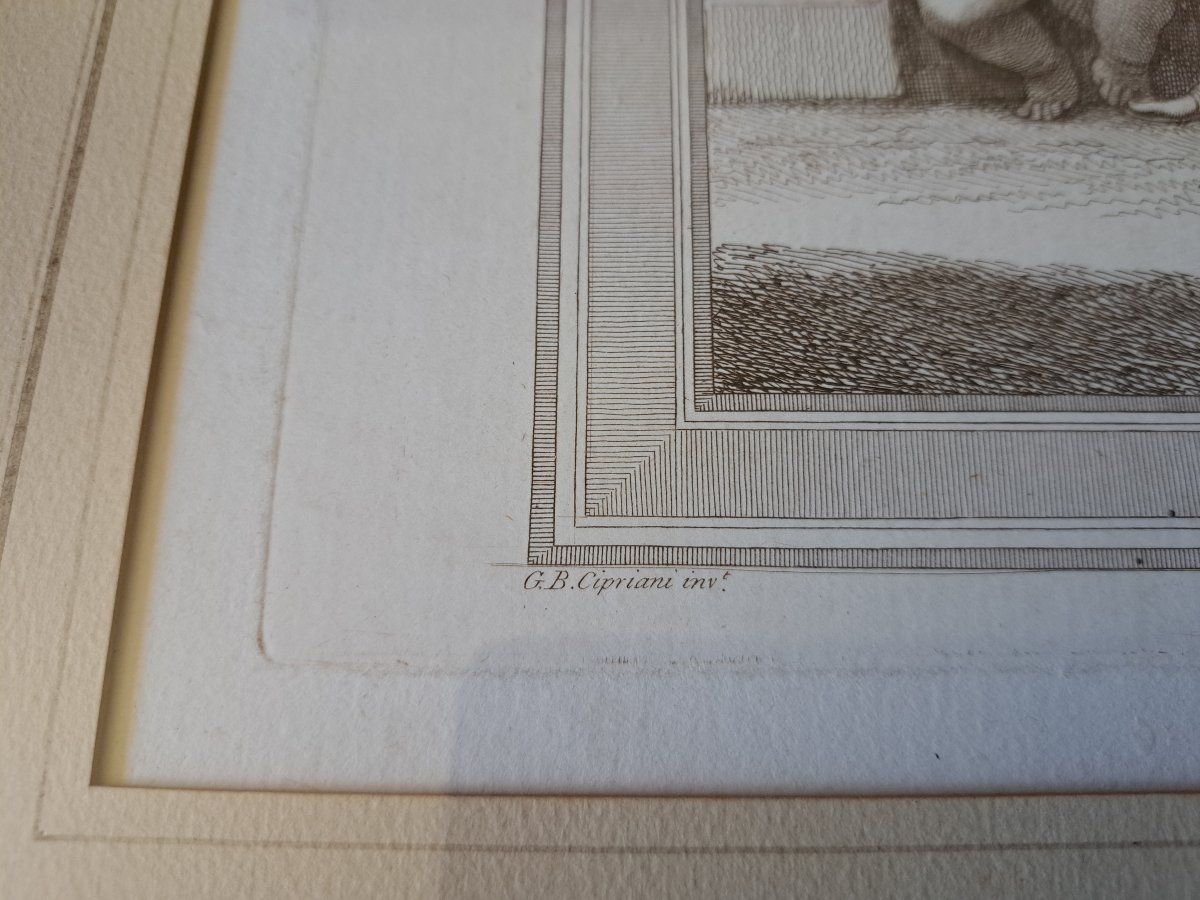 Cipriani /Bartolozzi , Femmes à l'antique et putti , Gravure , XVIII°. -photo-2