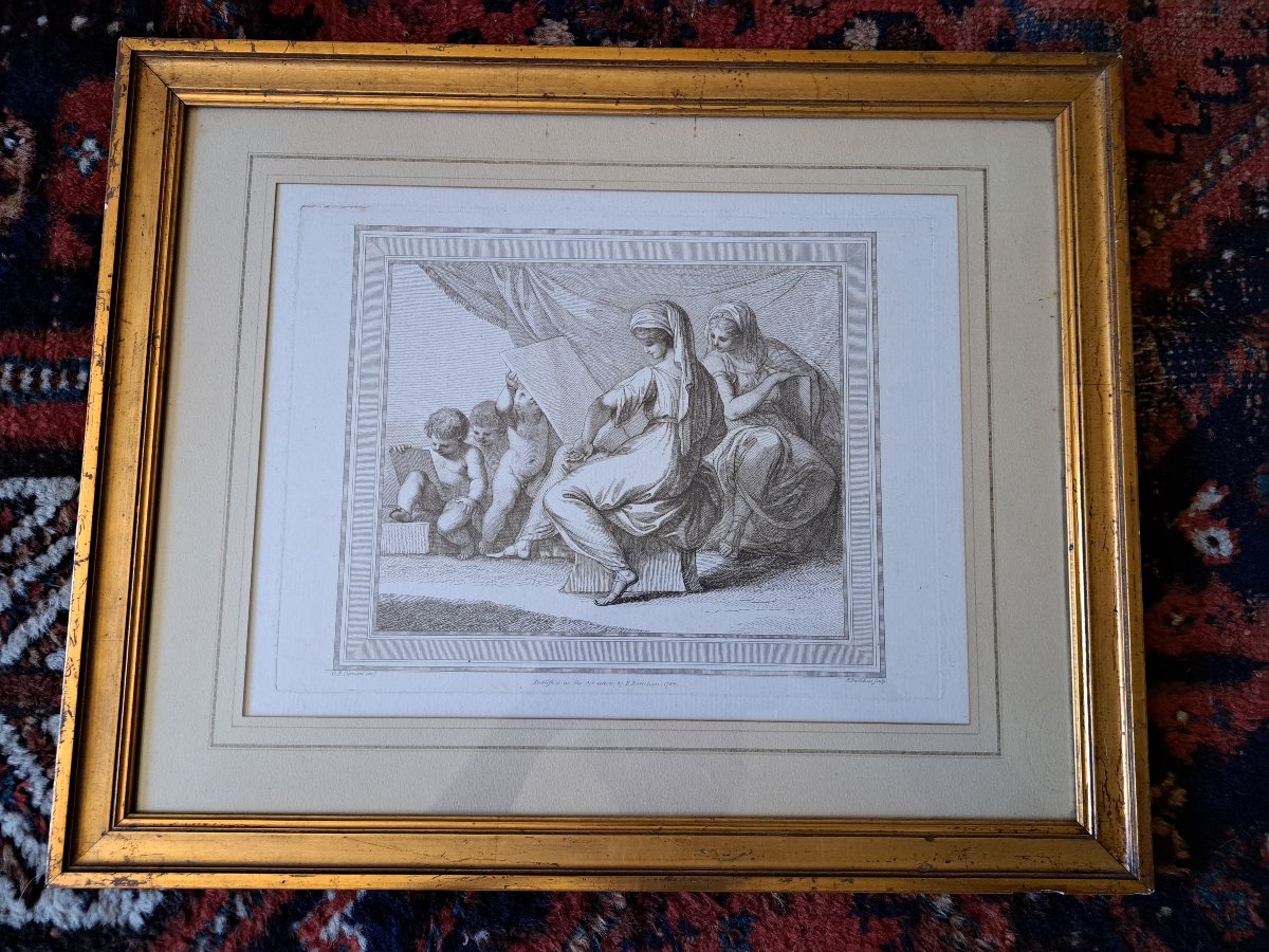 Cipriani /Bartolozzi , Femmes à l'antique et putti , Gravure , XVIII°. -photo-4