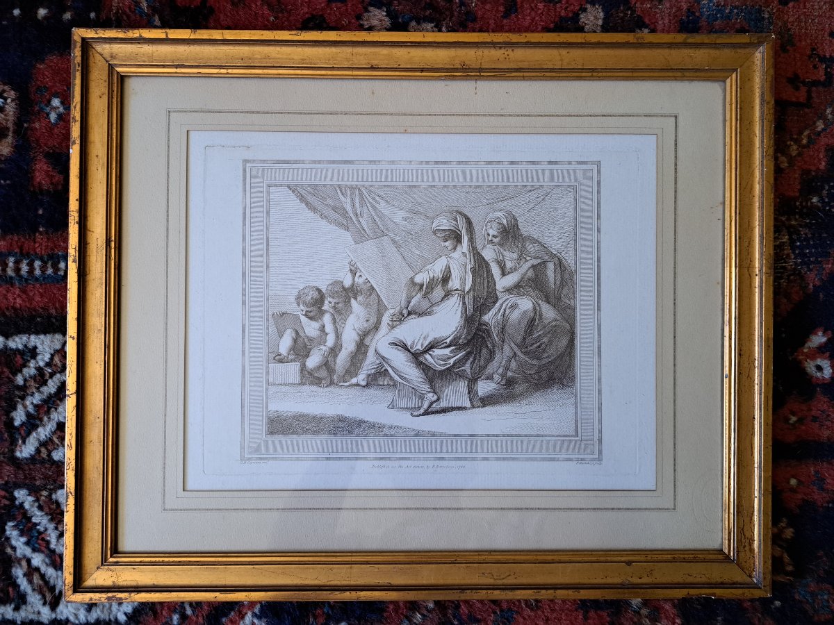 Cipriani /Bartolozzi , Femmes à l'antique et putti , Gravure , XVIII°. 