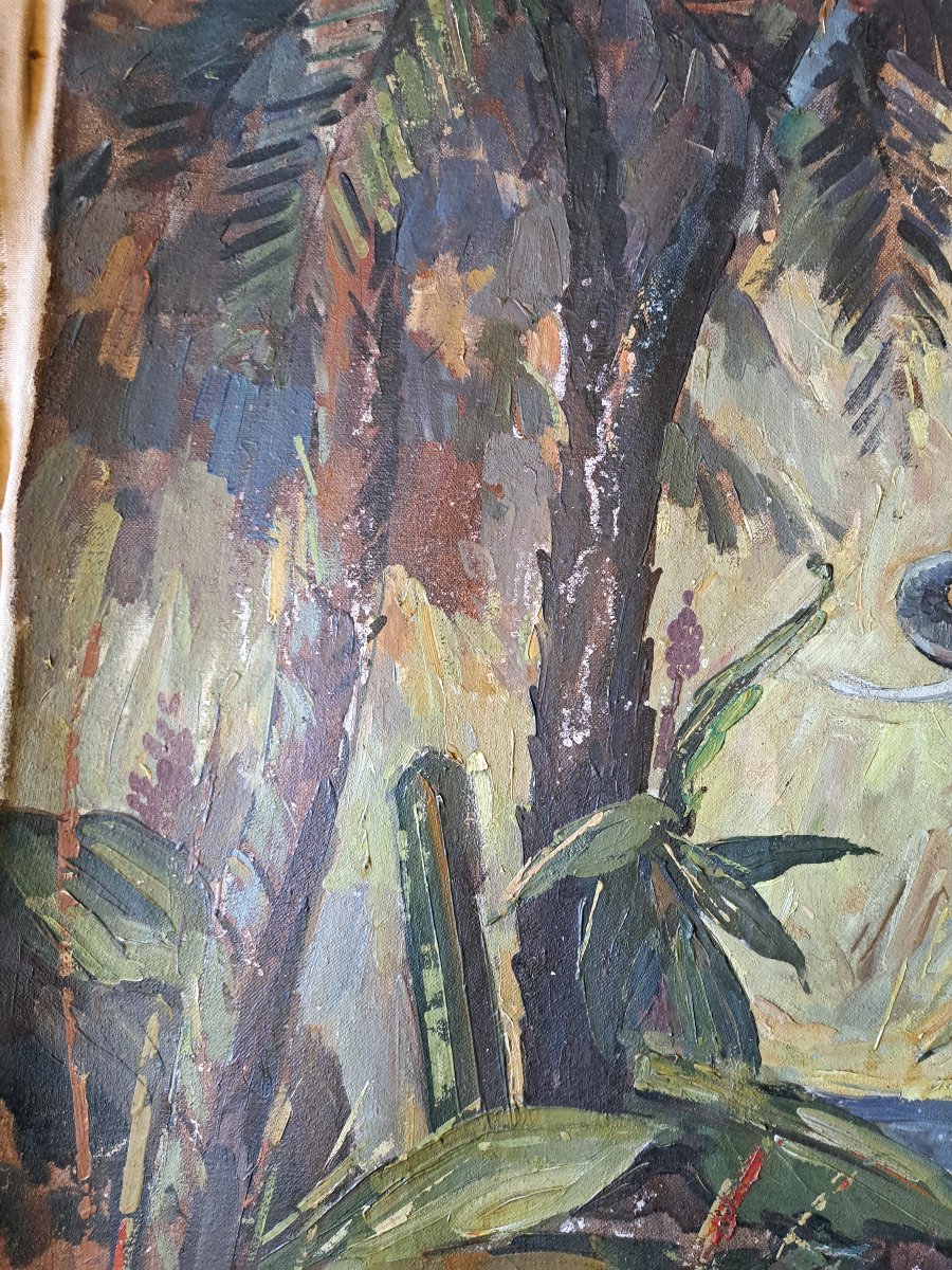 Jungle Landscape, Oil On Canvas, Signed, XX. -photo-1