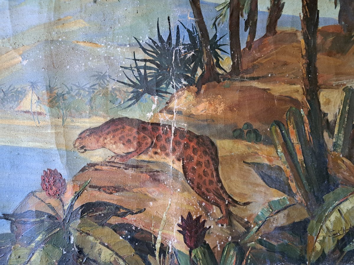 Jungle Landscape, Oil On Canvas, Signed, XX. -photo-3