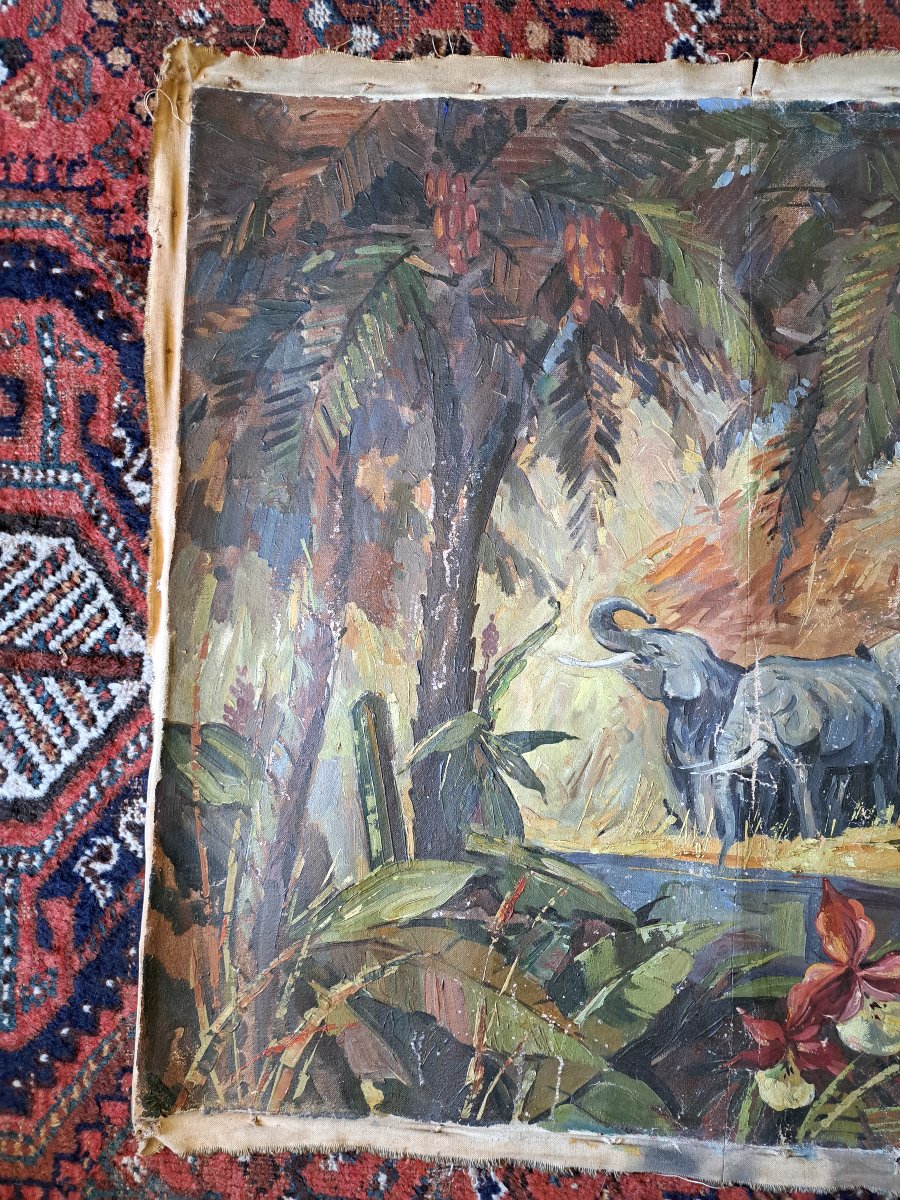 Jungle Landscape, Oil On Canvas, Signed, XX. -photo-5