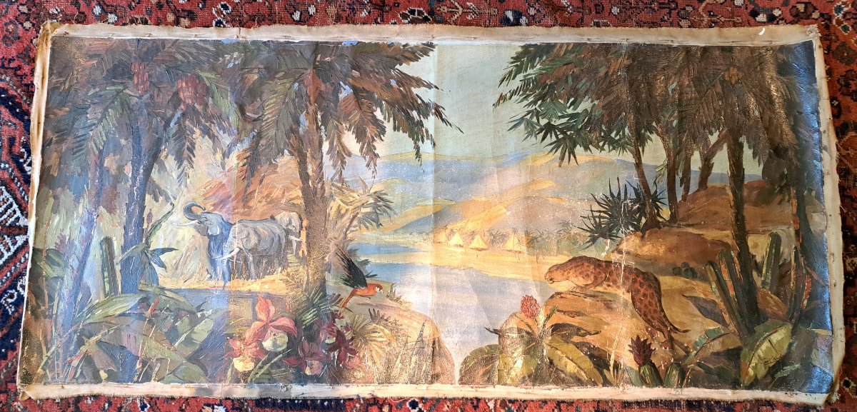 Jungle Landscape, Oil On Canvas, Signed, XX. 