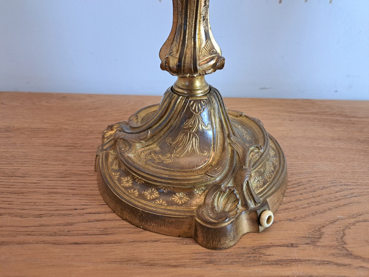 Henri Picard, Pair Of Candlesticks, Gilt Bronze, Louis XV, 19th Century.-photo-4