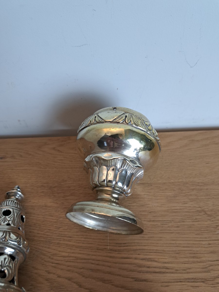 Censer, Silver-plated Metal, 18th/19th Century. -photo-5