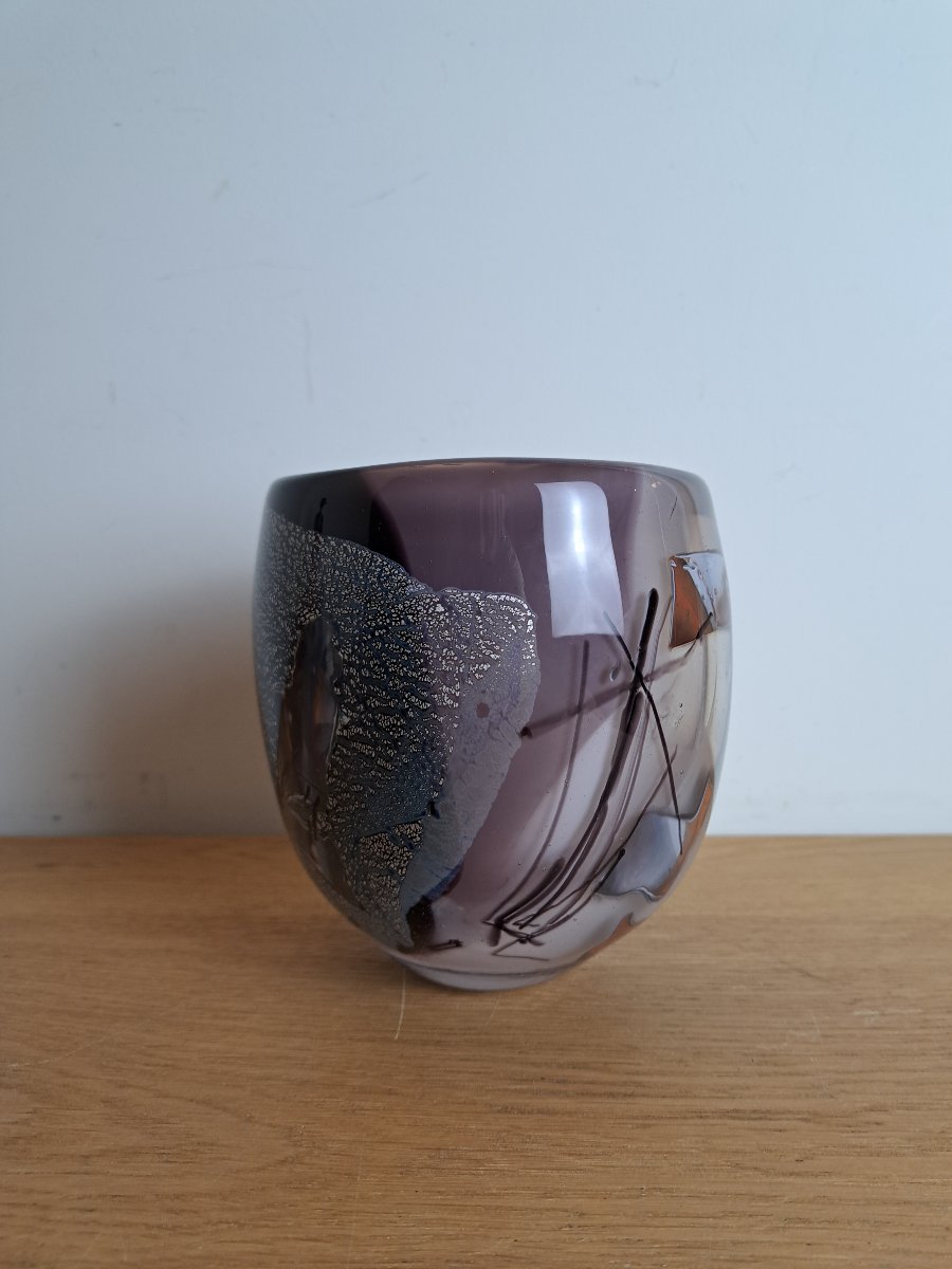 François Le Lonquer , Vase , Verre soufflé , XX°. -photo-1