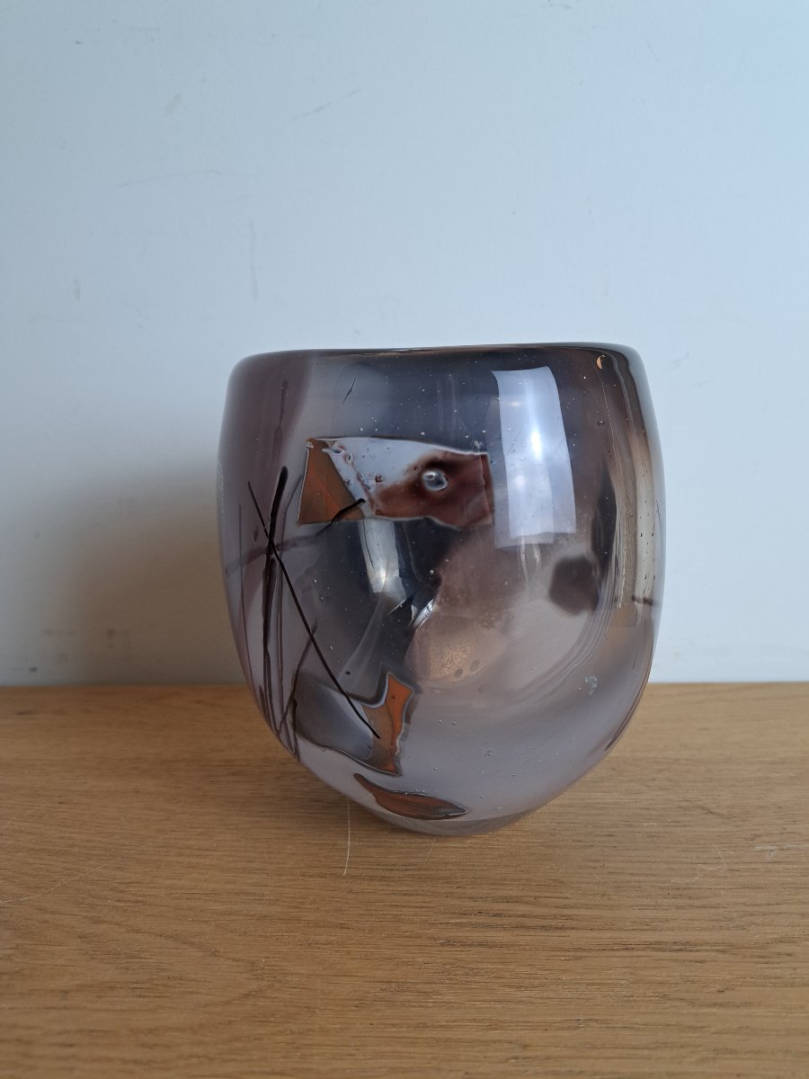 François Le Lonquer , Vase , Verre soufflé , XX°. -photo-2